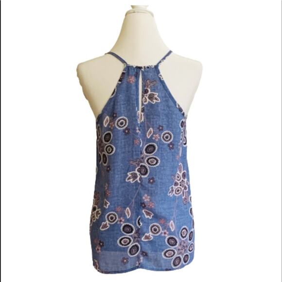Paper Crane Top Blue Floral V-Neck Spaghetti Strap Top Size Small - Picture 4 of 11